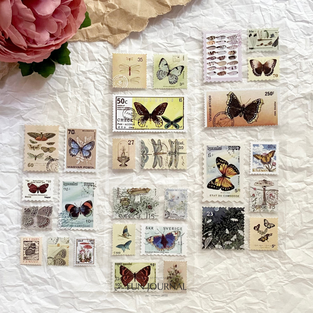 

RETRO STAMP TAPE SHARE STICKER STIKER PACK UNTUK JOURNAL JURNAL PLANNING PLANNER SCRAPBOOK DIY BUJO