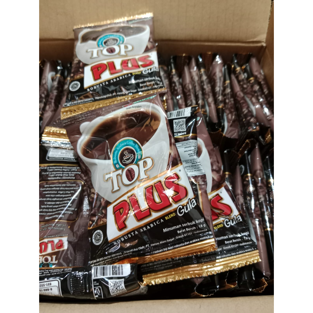 

10 SACHET KOPI TOP PLUS ROBUSTA ARABICA BLEND GULA RENTENGAN KEMASAN 18 GRAM X 10 pcs