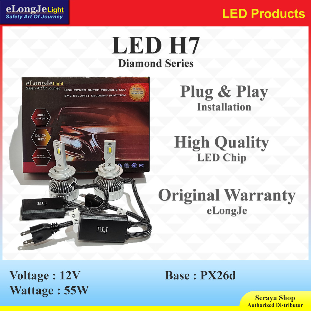 ELongJe Lampu LED Diamond H7 12V 55W Focus Beam