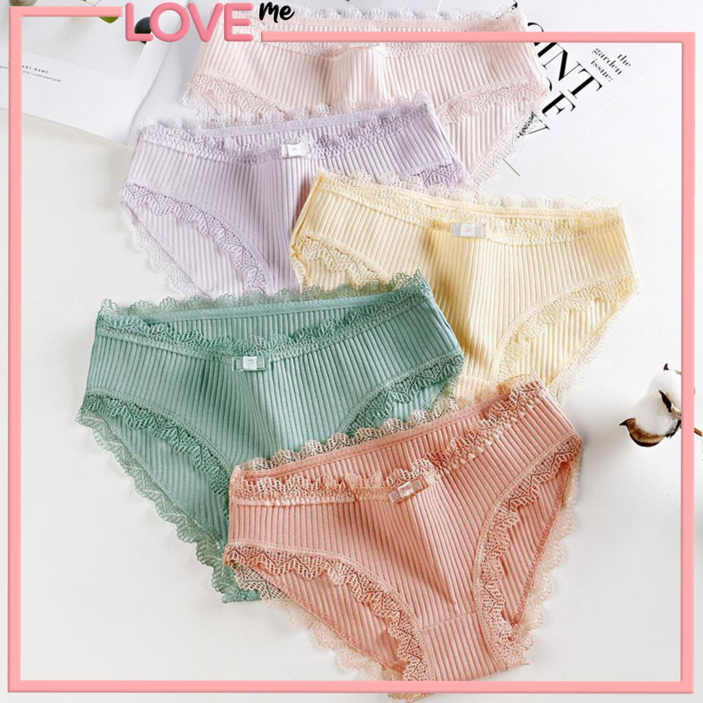 LOVEme CD Celana Dalam Renda Import Fashion Korea Underwear Wanita Sexy Aksen Renda 1074