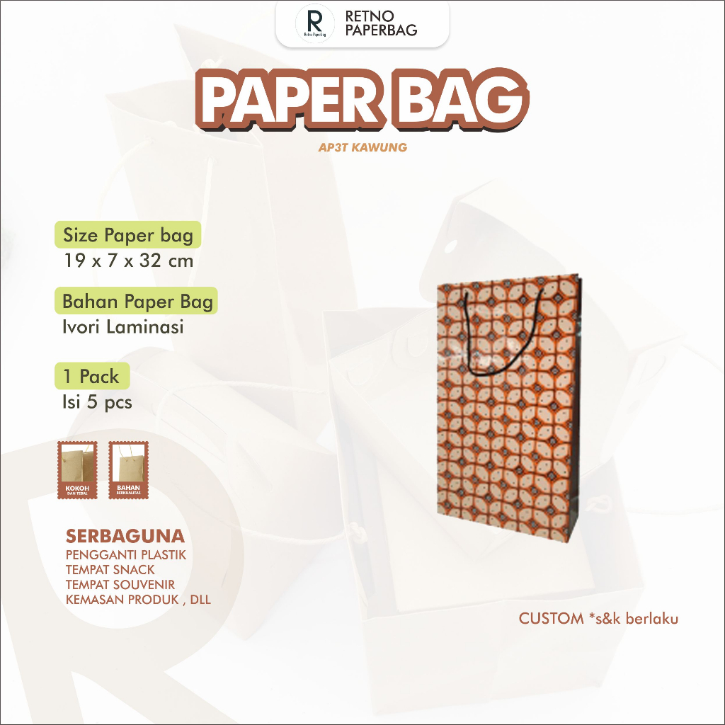 

Paper Bag Batik Kawung Serbaguna Tas Kertas Murah-Retno Paperbag