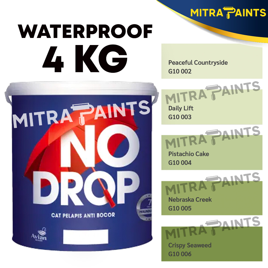 CAT WATERPROOF NO DROP ANTI BOCOR 4 KG / G10 HIJAU SAGE GREEN