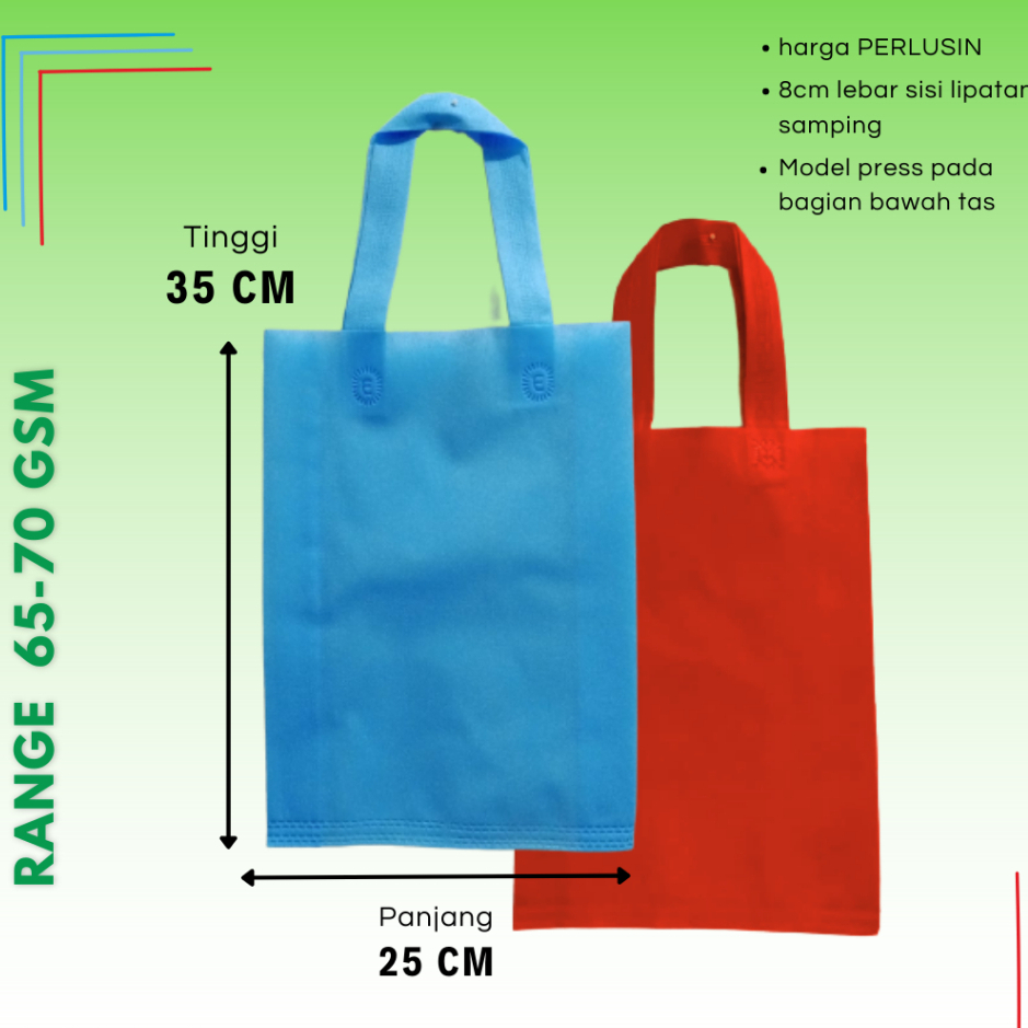 

[12pcs] Tas Spunbond 25x35