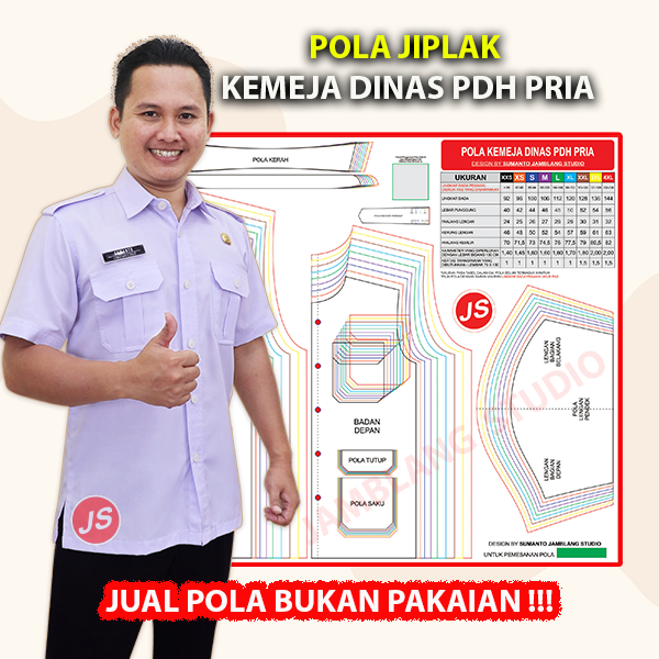 Pola Jiplak Kemeja Dinas PDH Pria