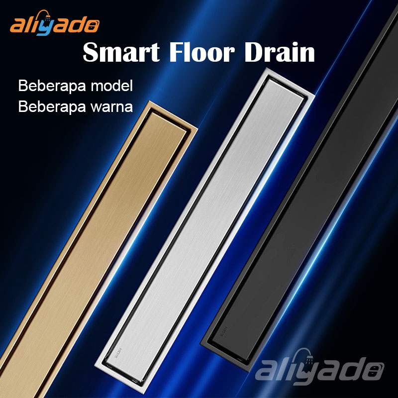 Smart Floor Drain Stainless 304 30 Cm 40 Cm 60 Cm Samping saringan Got Tile insert anti banjir dan serangga GOLD BLACK