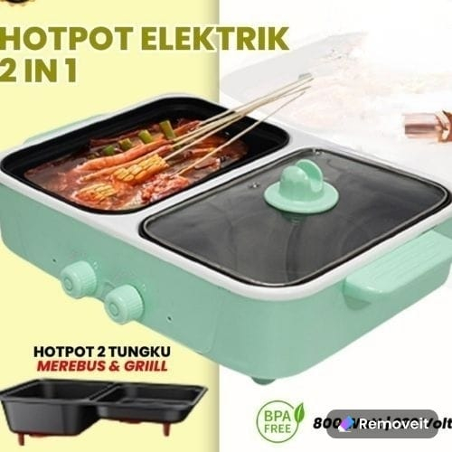 Electric Hotpot dan Alat Panggangan Grill Pan BBQ 2in1