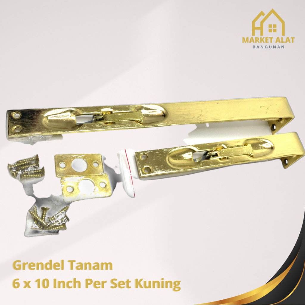 Grendel Tanam 6" & 10" Per Set Kuning / Flush Bolt 6 Inci x 10 Inci Gold / Slot Selot Pintu Dua