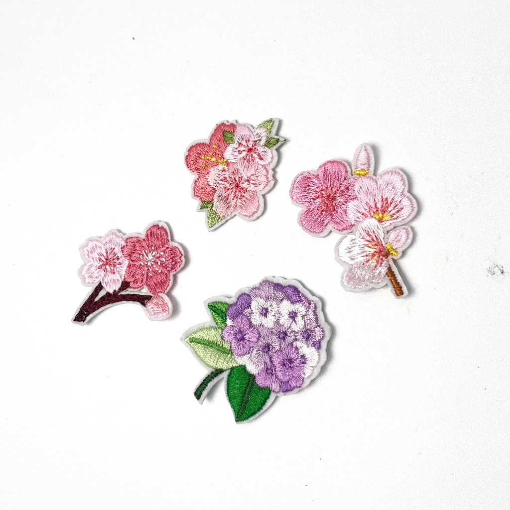 Iron Patch Bordir Setrika Bordir Tempel Bunga Sakura