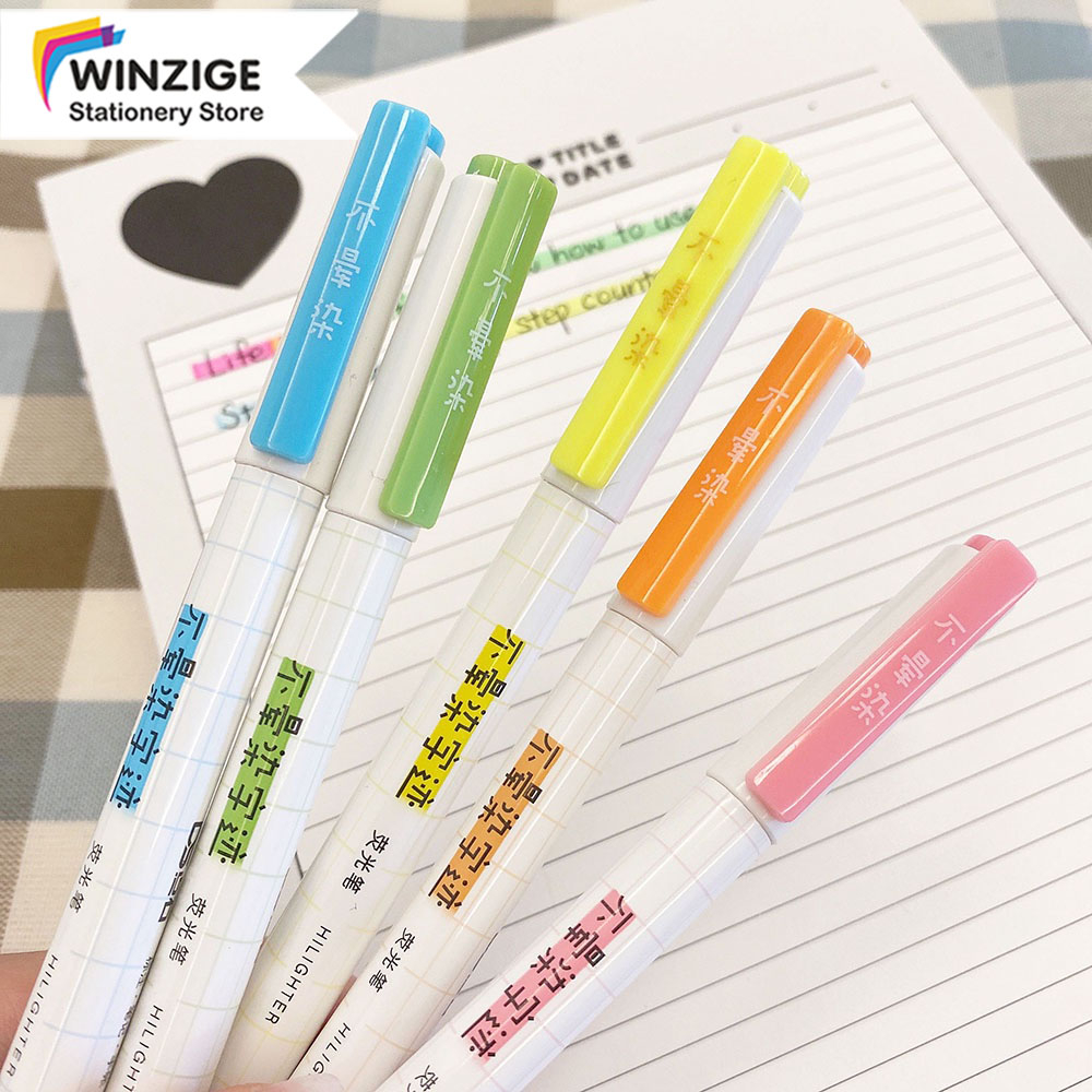 

Winzige Highlighter Pen Fast Dry No Smear Warna Warni Stabilo Set Lucu Marker Pen Alat Tulis