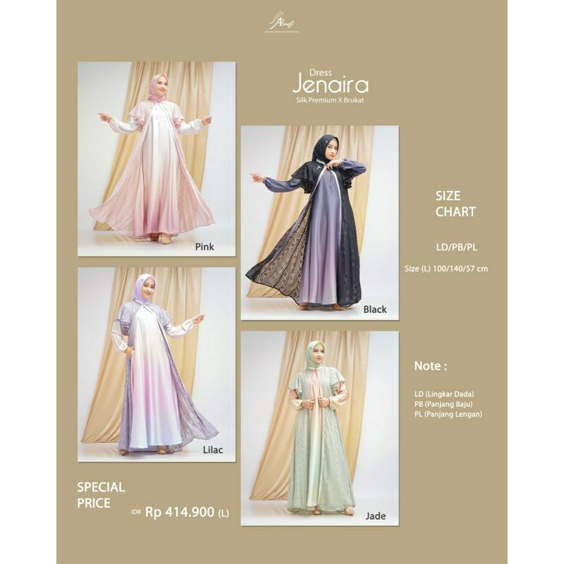 Jenaira Dress Arrafi dress resepsi gaun pesta gaun pengantin dress brokat gamis kondangan terbaru ✅t