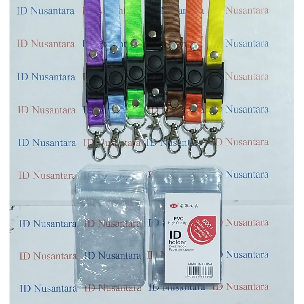 Paket ID Card Zipper 6,5x9CM + Tali Kait Stofer 1.5CM Isi (10pcs)