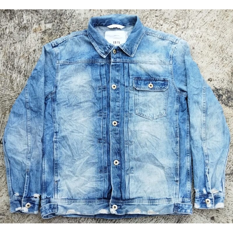 Zara Man Denim Jacket Type 1 Ripped/Jaket Jeans Zara Man