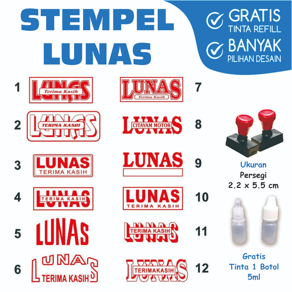 

Stempel Lunas persegi panjang cap custome toko kantor usaha