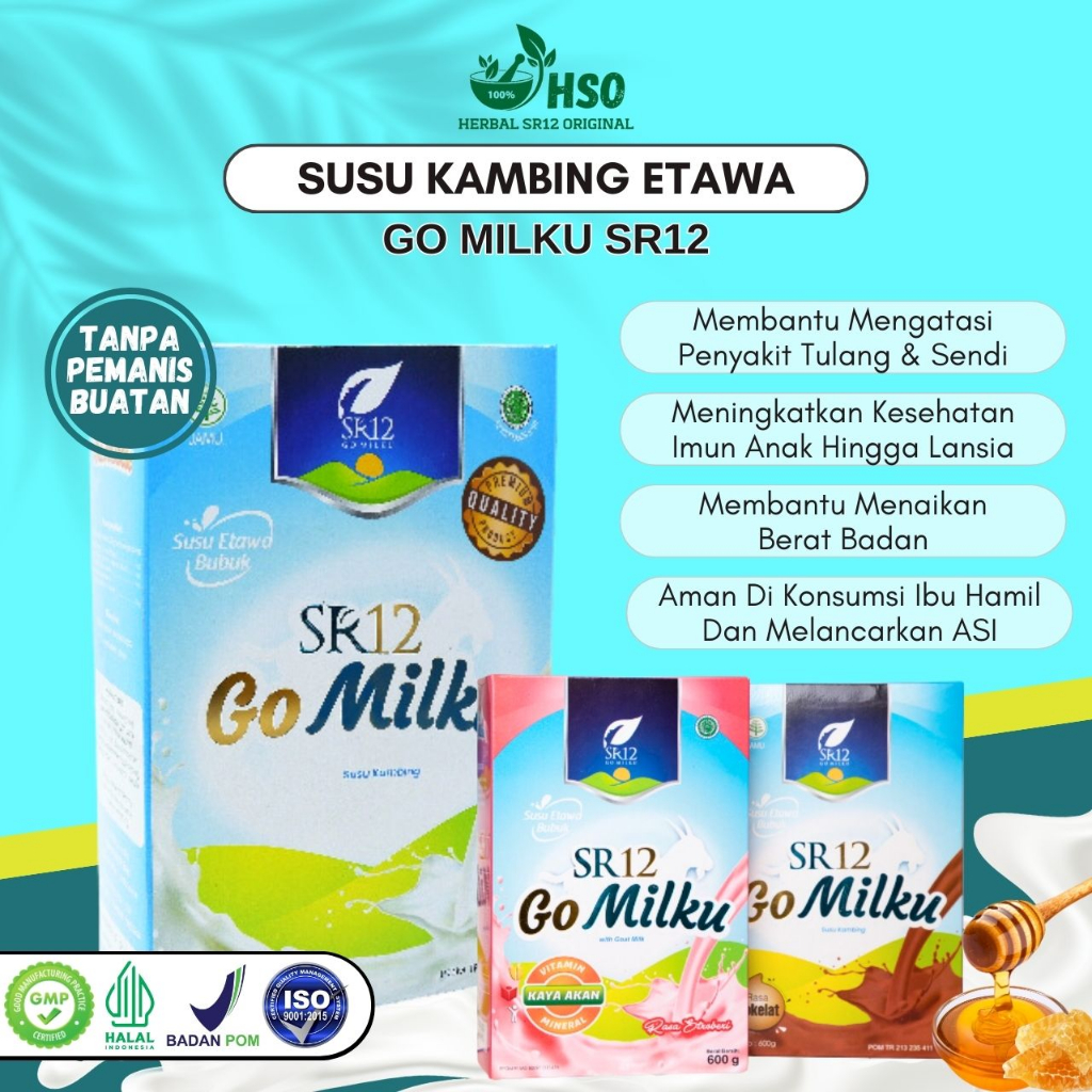 

Go milku Sr12 - Susu Kambing Etawa Atasi Nyeri Sendi Tingkatkan Kepadatan & Kesehatan Tulang Susu Anti Asam Urat Melancarkan Asi
