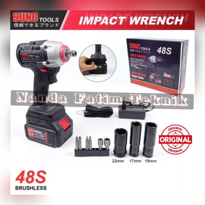 Pembuka baut SUNC BY JLD Tools 48S Buka Baut Cordless impact wrench 1 batrei