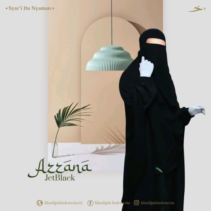 Khimar Azzana jetblack non pet VShape Khadijah Indonesia