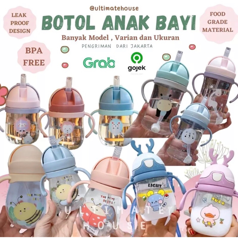 [ANTI TUMPAH ] Botol Minum Anak Sedotan Anti Tumpah / Botol Minum Bayi 8 bulan / Botol minum anak tu