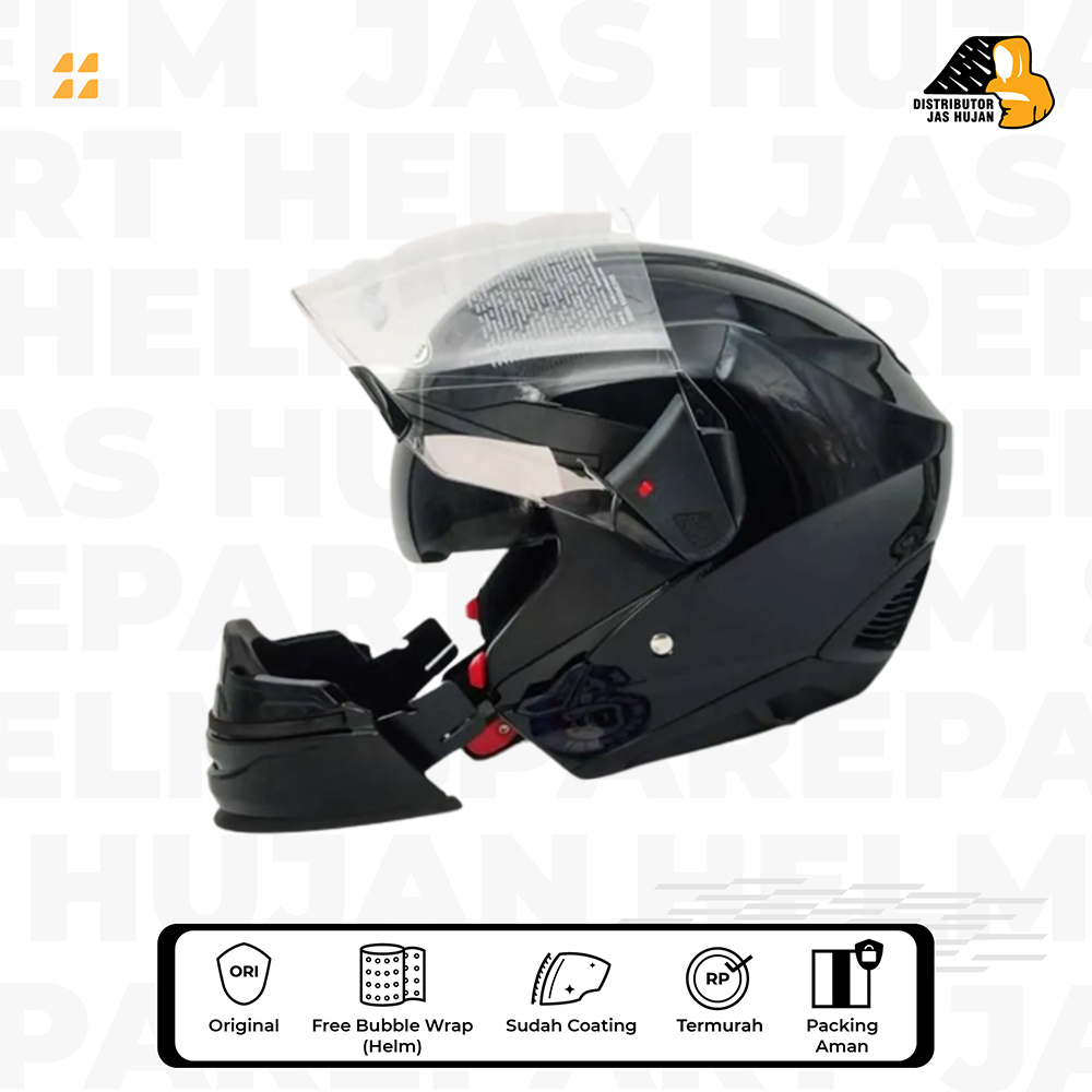 Helm Full Face Zeus 611c Black Glossy