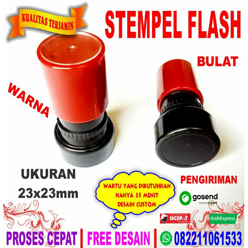 

STEMPEL FLASH WARNA BULAT UKURAN 23MMx23MM