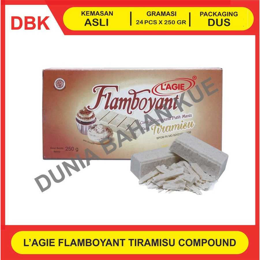 

LAGIE FLAMBOYANT TIRAMISU 250 GR - 1 DUS 24 PCS / COKLAT BATANG COMPOUND TIRAMISSU