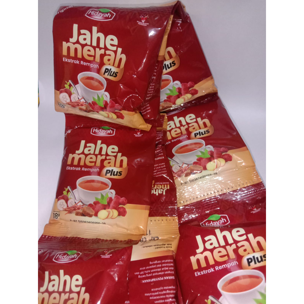 

Minuman Jahe Merah Bubuk Hidayah Plus (Per RENCENG isi 10 Sachet) Harga grosir KEMASAN BARU