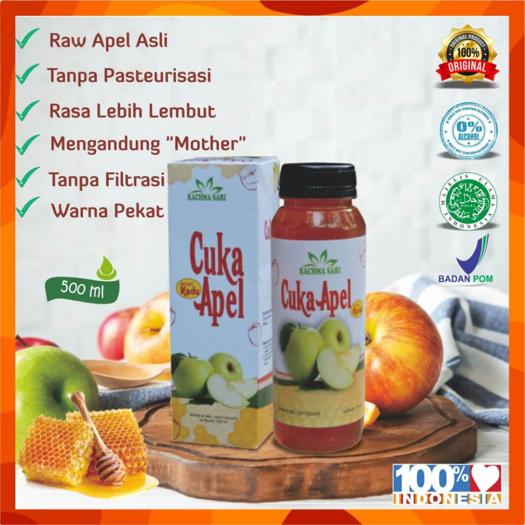 

Sari Cuka Apel Original Murni Plus Madu 500ml Rachma Sari Minuman Kesehatan Herbal Organic Apple Cider Vinegar With Mother