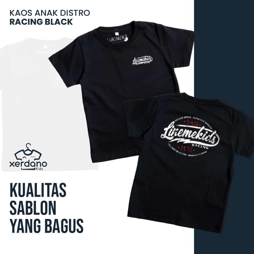Atasan Kaos Distro Racing Black Baju Sehari Hari Anak Laki Laki Casual Dan Simpel By Xerdano