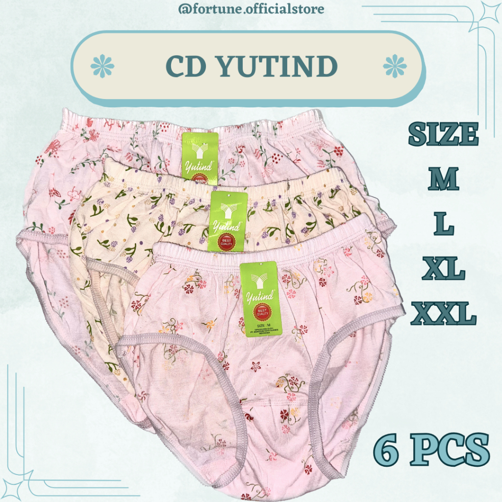 Celana Dalam Wanita Bahan Katun Merk Yutind 6 PCS / CD / Sempak / Celqna / Cawet / Pakaian Dalam Cew