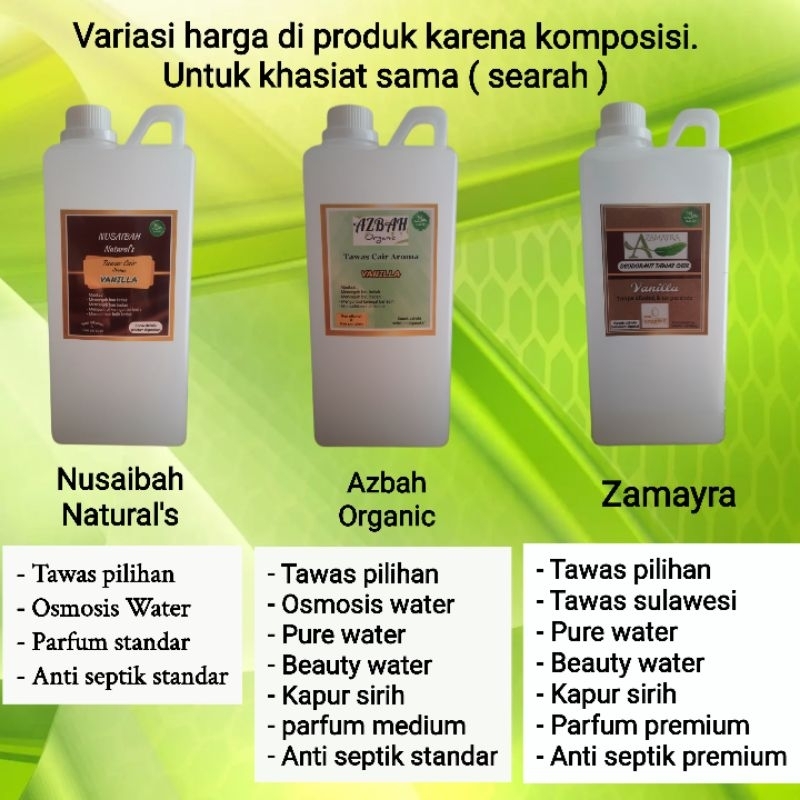 RB 1 liter deodorant tawas cair wangi vanilla,bacarat dll azbah organic wangi