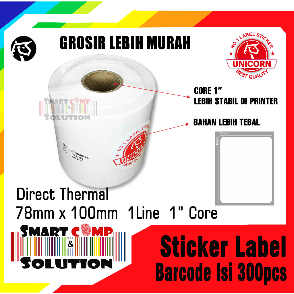 

Stiker Label Barcode Thermal 78x100 mm / 78 x 100 mm / 78x100mm 300pcs