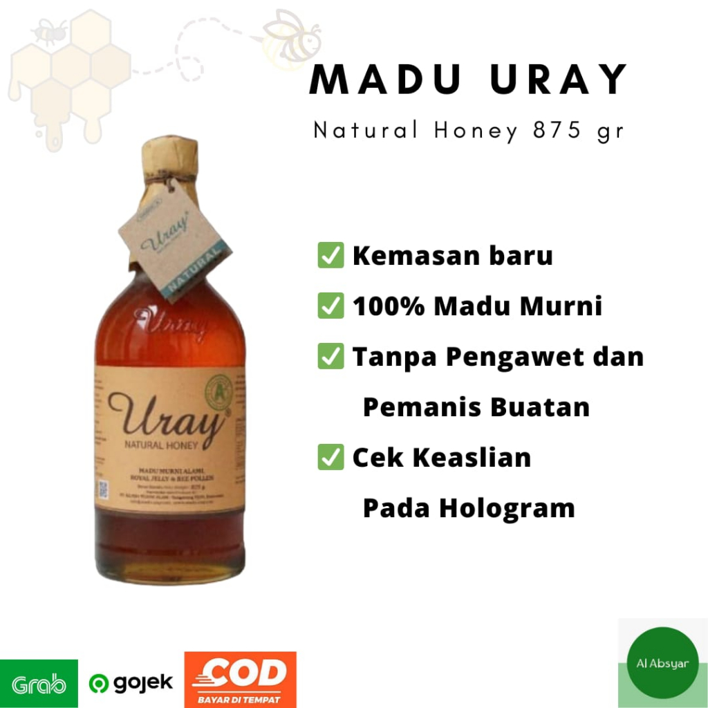 

Madu Uray Botol Besar 875 gram Uray Natural Honey Madu Asli Murni Alami Kemasan Botol Madu Halal BPOM