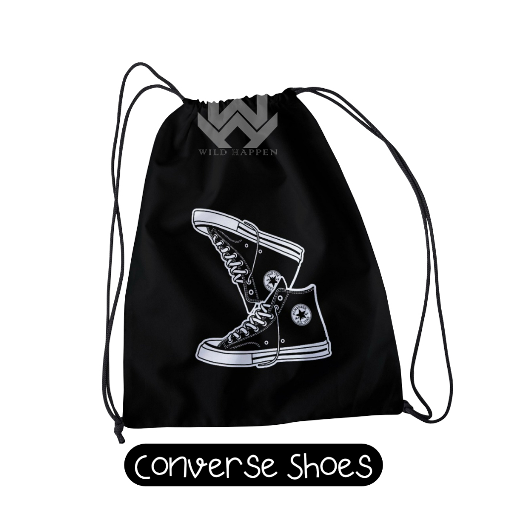 Tas Serut Futsal Gymsack String Bag Tas Olahraga Pria Tas Sepatu Futsal Motif Converse Shoes
