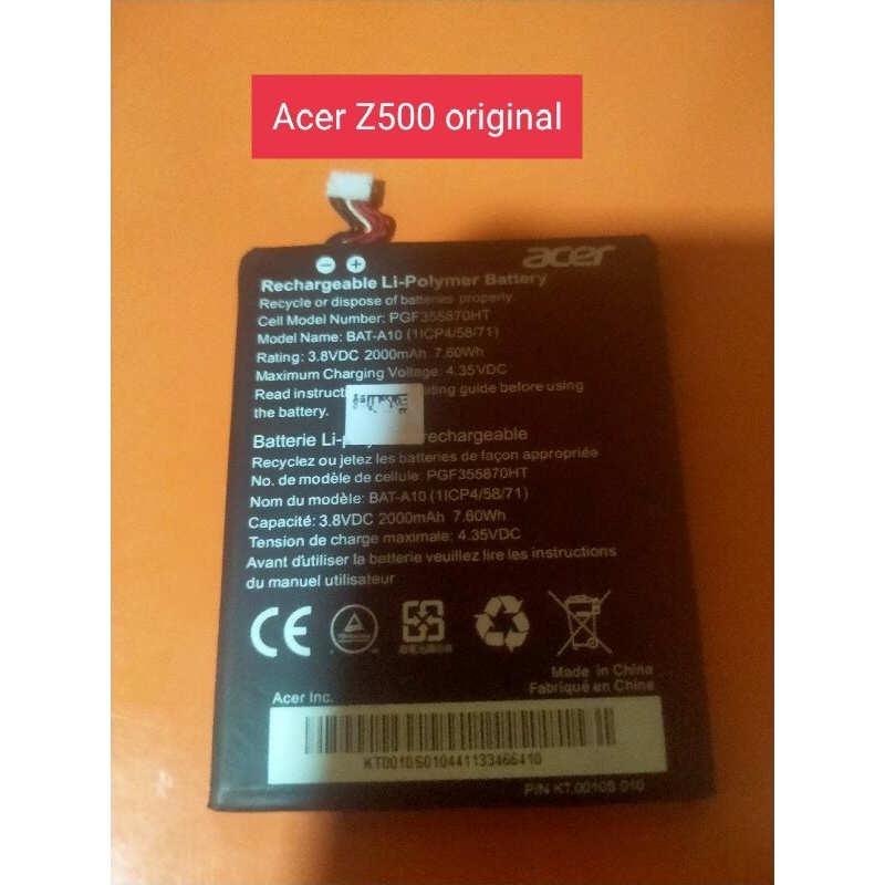 baterai BAT-A10(1ICP4/58/71) Acer z500 original copotan