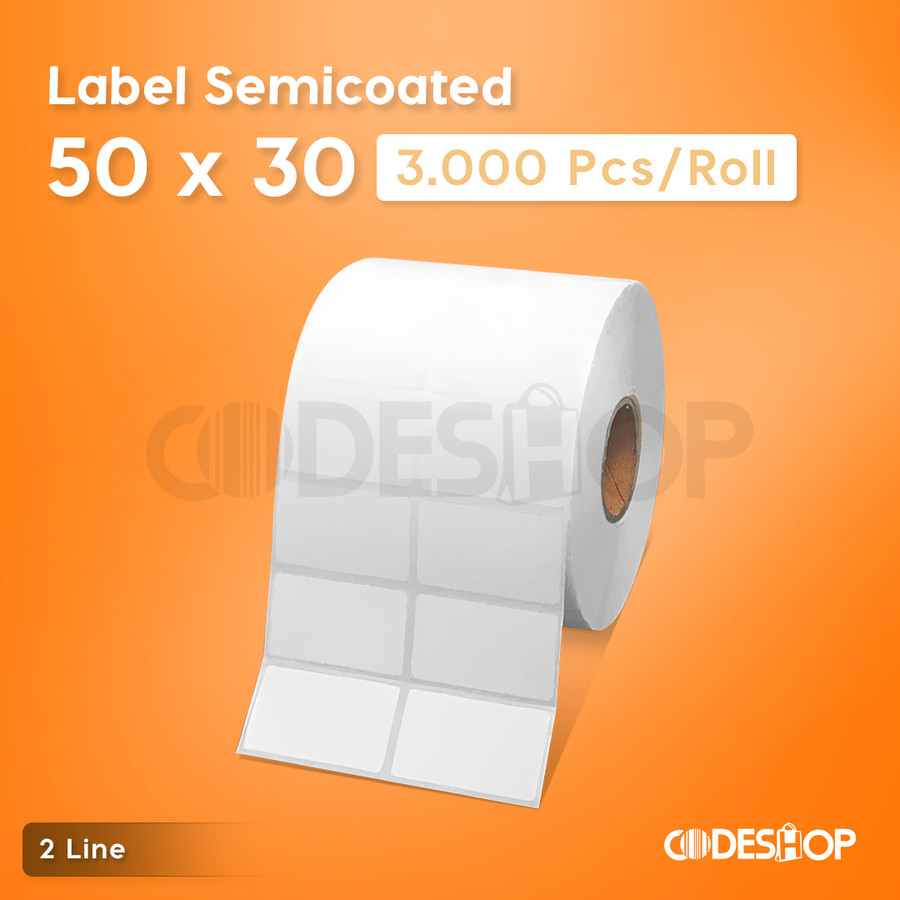 

Sticker Barcode Semicoated 50mm x 30mm 2 LINE with Gap