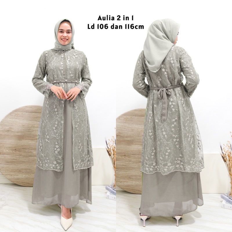 [NEW ARRIVAL] JUWITA 1 AULIA 2 IN 1 MAXY DRESS GAMIS BROKAT PLUS OUTER | GAMIS PESTA WANITA MEWAH | 