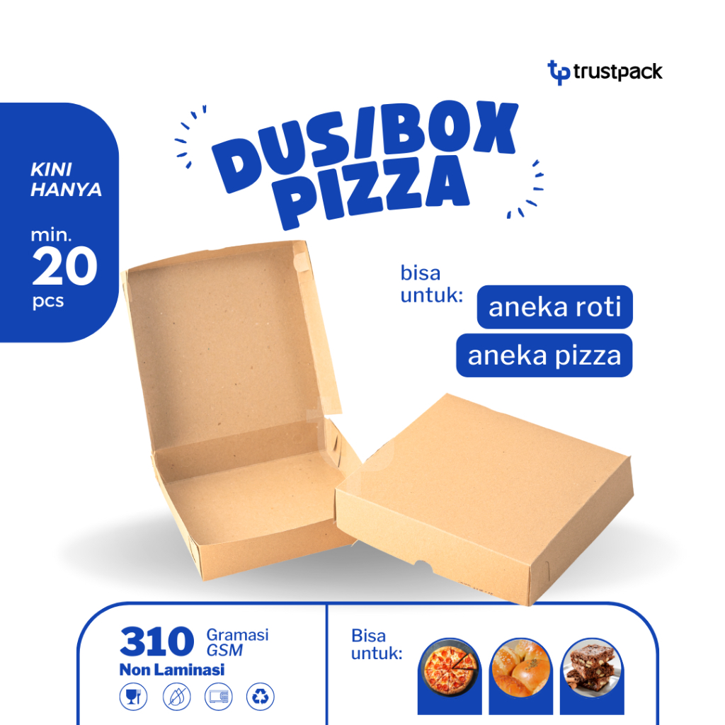 

KARDUS BOX PIZZA / ROTI / KUE 25x25x5 NON LAMINASI - KRAFT PAPER