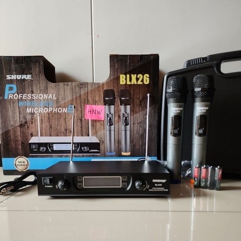 mic wireless Shure BLX26 UHF bonus koper 2 mic pegang BLX 26