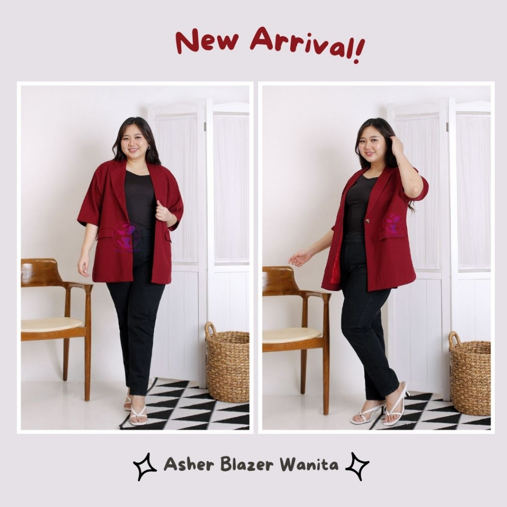 8137. Asher || Blazer Wanita BigSize Lengan Pendek || Atasan Blazer Wanita Jumbo