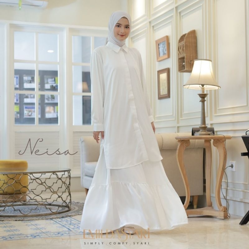 PROMO HARGA SALE NEISA 2 PCS,DRESS DAN TUNIC SHIRT ORI EMILDA SYARI