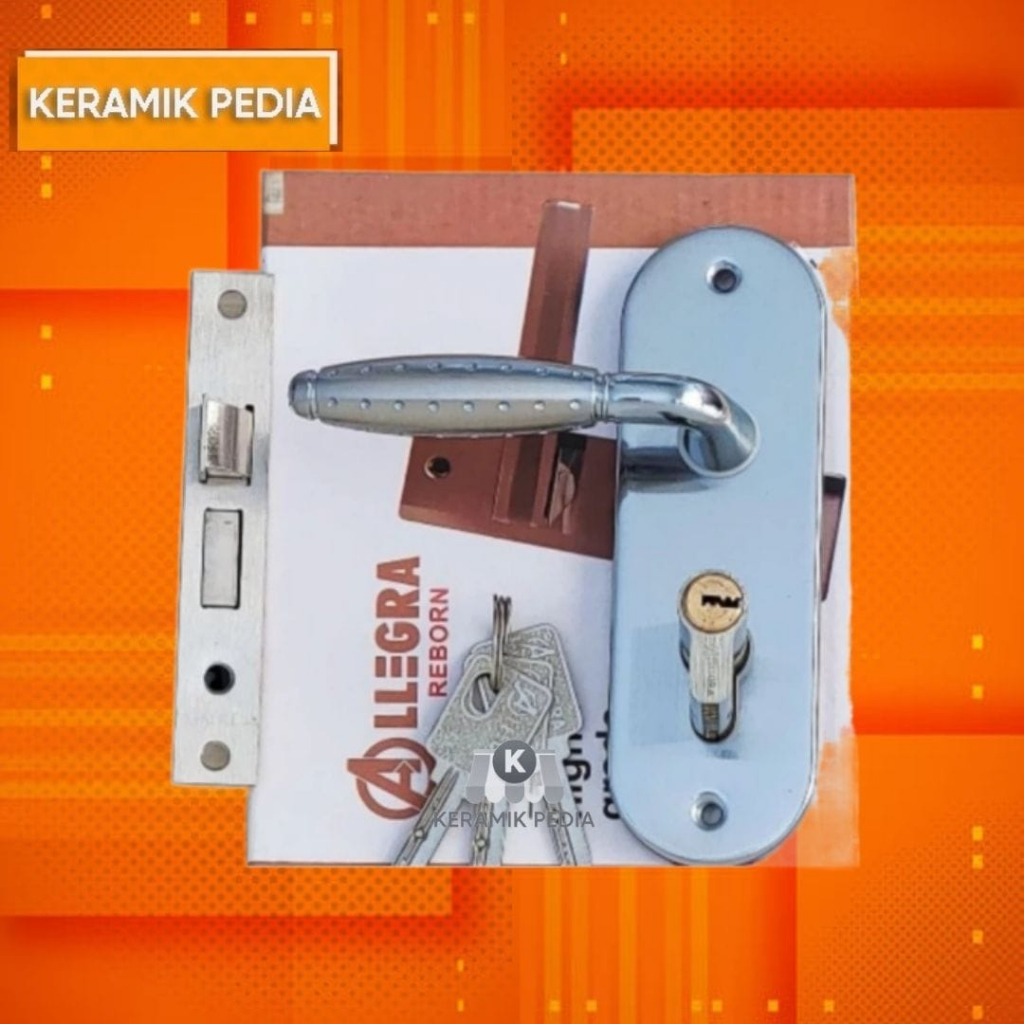 Set Handle Pintu Kunci Kecil Allegra - SS SN/CP Granat
