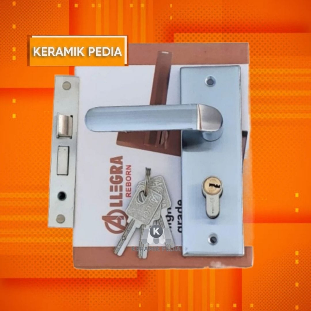 Set Handle Pintu Kunci Kecil Allegra - CS SN/CP Oval