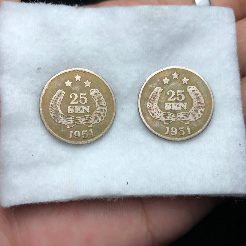 Koin Kuno 25 Sen Dipanegara 1951 Bintang 3 Langka 2 Pcs