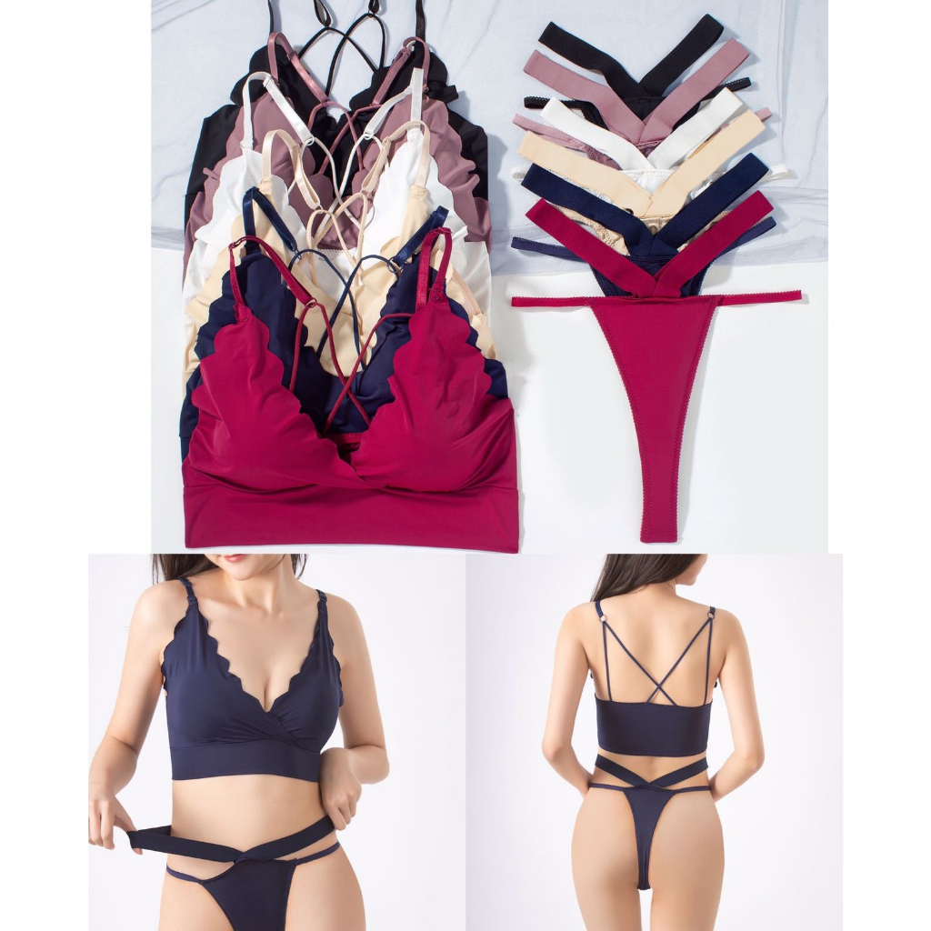 Lingerie Set S06 ice silk Set Baru Set Lingerie Bra Pantis Wanita Cantik Perempuan Lingerie Atasan C