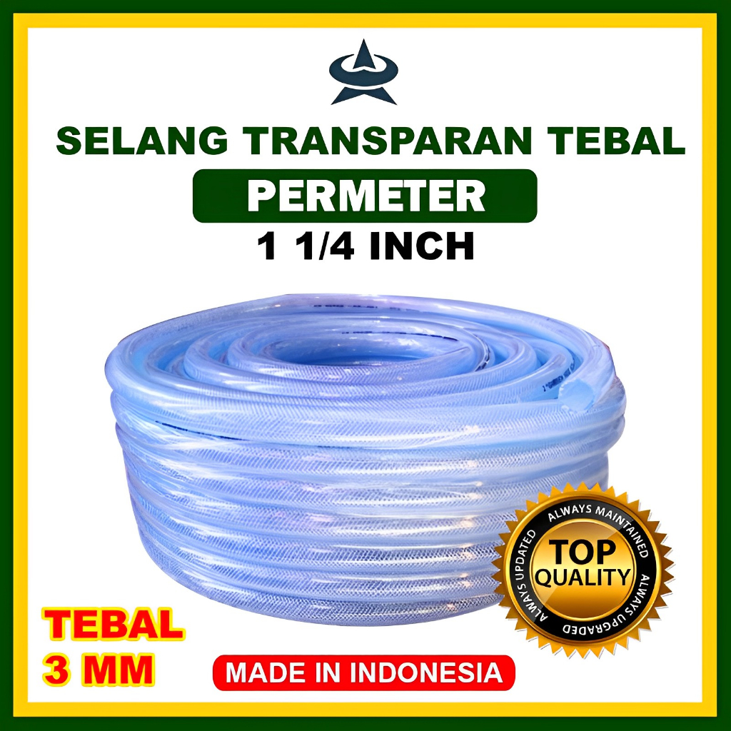 GEMUK Selang Air 1 1/4 Inch Permeter Selang Benang Transaparan Super Tebal 3mm Selang Bening Selang 