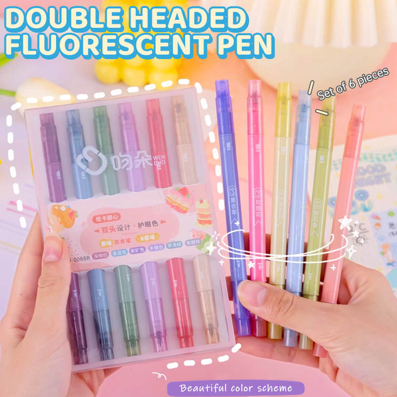 

✨EG- Stabilo Lucu Set Spidol Beraroma Ringan Berujung Ganda Penanda Pelindung Mata Alat Tulis Siswa Korean Aesthetic 2in1 Highlighter Vintage Stabilo Mewarnai Colorful Bujo Journaling-Eghrerr