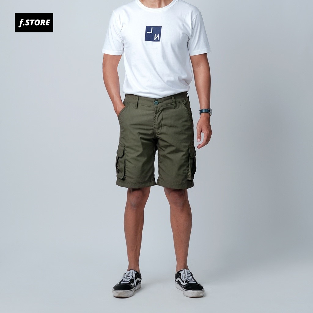 Celana Cargo Pendek Short Cargo Green Army Original