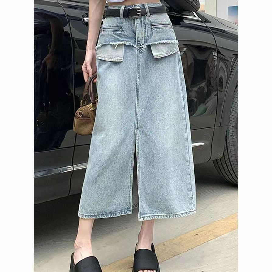 Rok jeans payung panjang 2025/Rok jeans panjang importRok Jeans Wanita 7/9 Light Skirt /Rok Stretch 