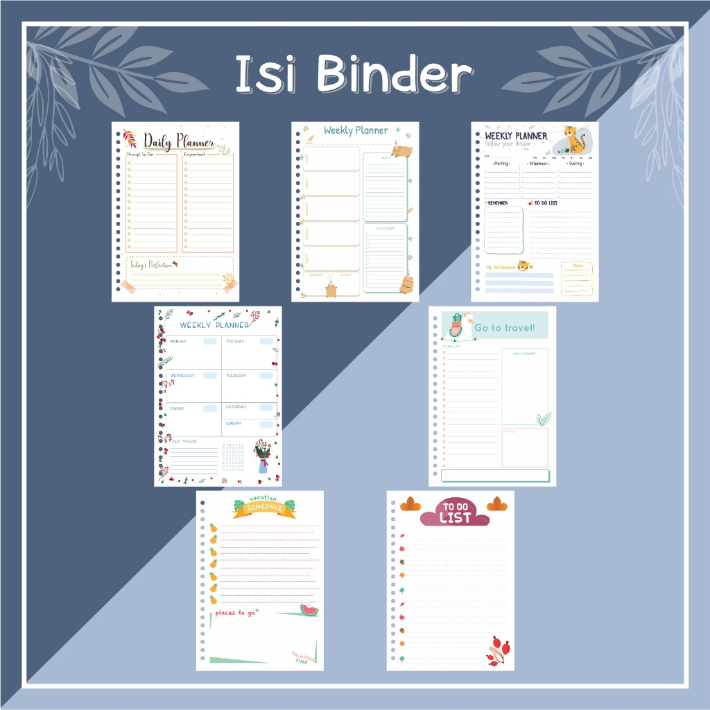 

(PACKING BOX) [PART 2] 10PCS Isi Binder A5 & B5 Daily Planner / To Do List / Weekly Planner / Travel Planner / Vacation Schedule Murah