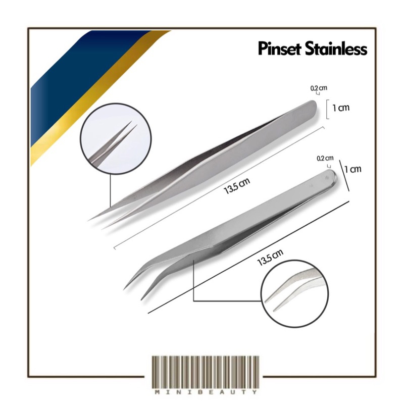 pinset bulu mata bengkok lurus tweezer silver eyelash lancip