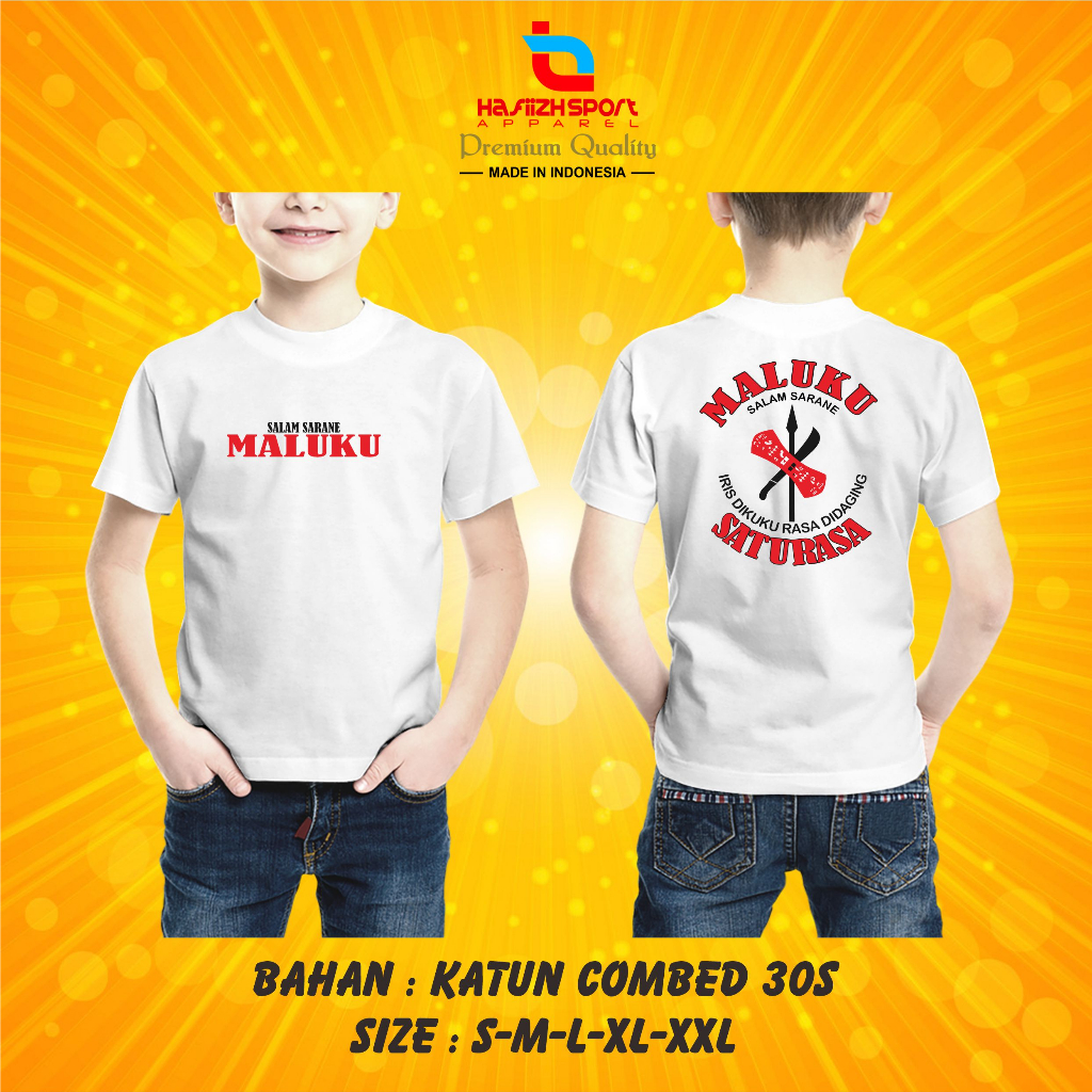 BAJU KAOS ANAK SALAM SARANE MALUKU / BAJU KAOS ANAK MALUKU SATU RASA PREMIUM